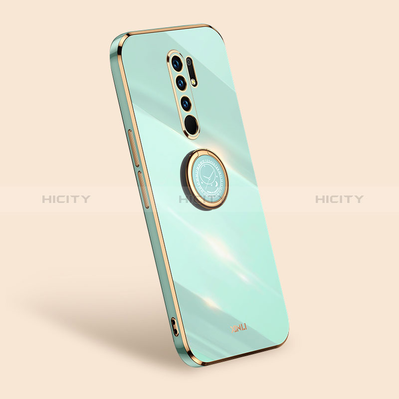 Funda Silicona Carcasa Ultrafina Goma con Magnetico Anillo de dedo Soporte XL1 para Xiaomi Redmi 9 Verde