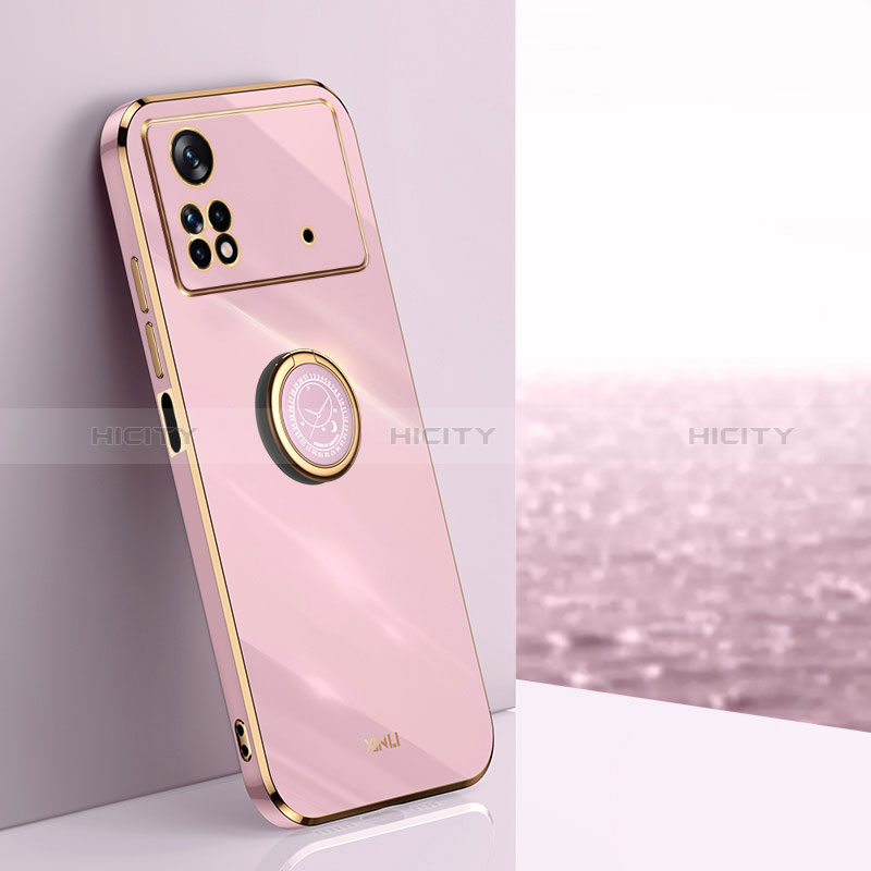 Funda Silicona Carcasa Ultrafina Goma con Magnetico Anillo de dedo Soporte XL1 para Xiaomi Redmi Note 11E Pro 5G