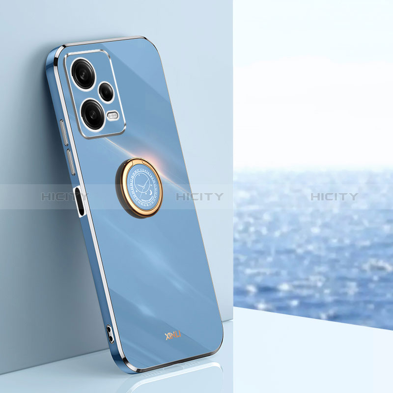 Funda Silicona Carcasa Ultrafina Goma con Magnetico Anillo de dedo Soporte XL1 para Xiaomi Redmi Note 12 Pro 5G Azul