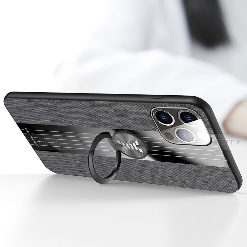 Funda Silicona Carcasa Ultrafina Goma con Magnetico Anillo de dedo Soporte Z01 para Apple iPhone 13 Pro