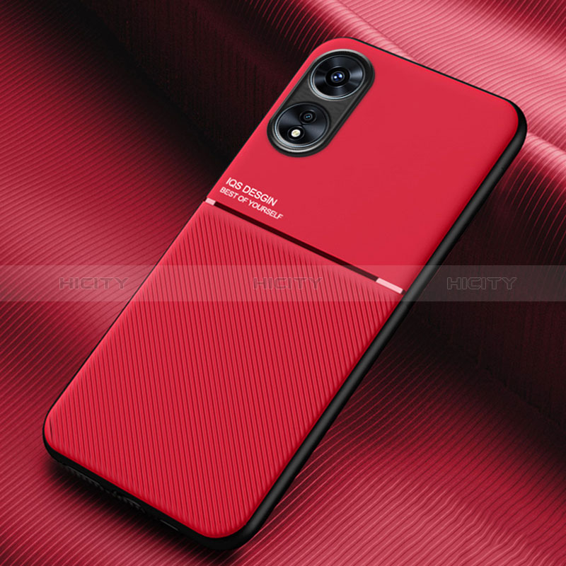 Funda Silicona Carcasa Ultrafina Goma con Magnetico para Oppo A58x 5G Rojo