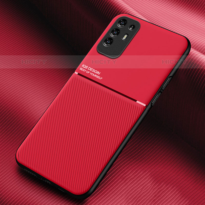 Funda Silicona Carcasa Ultrafina Goma con Magnetico para Oppo F19 Pro+ Plus 5G Rojo