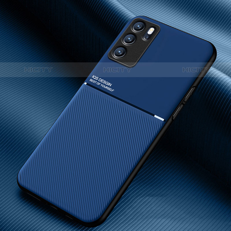 Funda Silicona Carcasa Ultrafina Goma con Magnetico para Oppo Reno6 Pro 5G India Azul