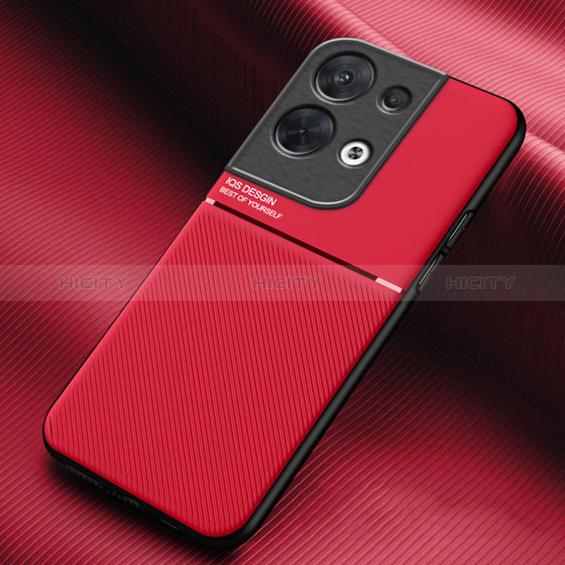 Funda Silicona Carcasa Ultrafina Goma con Magnetico para Oppo Reno9 Pro+ Plus 5G Rojo