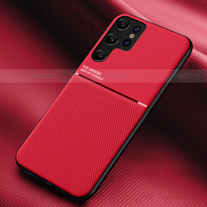 Funda Silicona Carcasa Ultrafina Goma con Magnetico para Samsung Galaxy S21 Ultra 5G Rojo