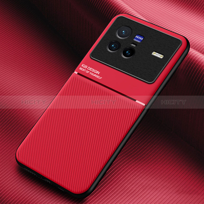 Funda Silicona Carcasa Ultrafina Goma con Magnetico para Vivo X80 5G Rojo