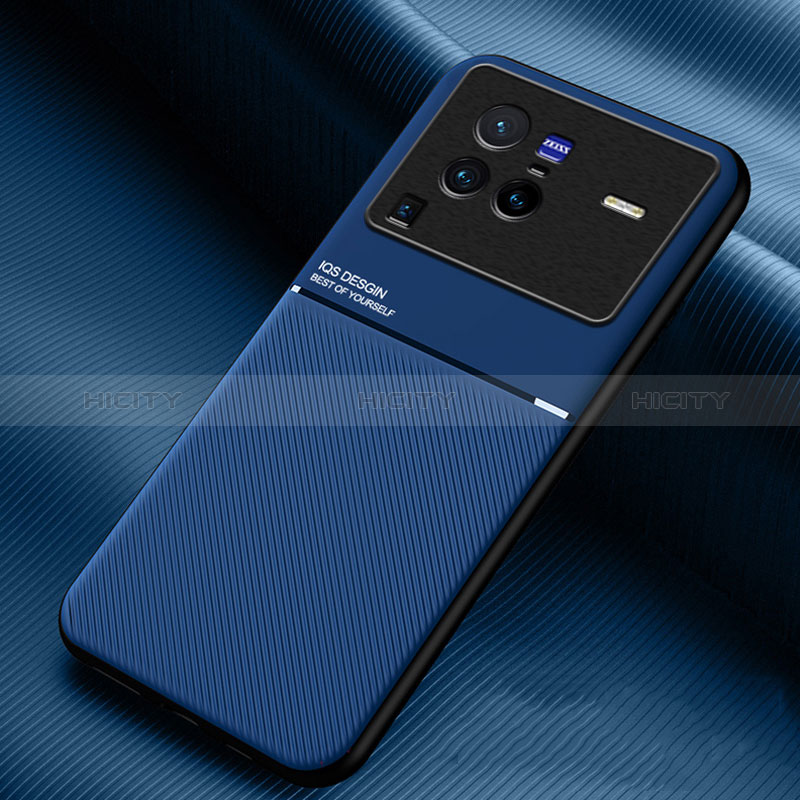 Funda Silicona Carcasa Ultrafina Goma con Magnetico para Vivo X80 Pro 5G Azul