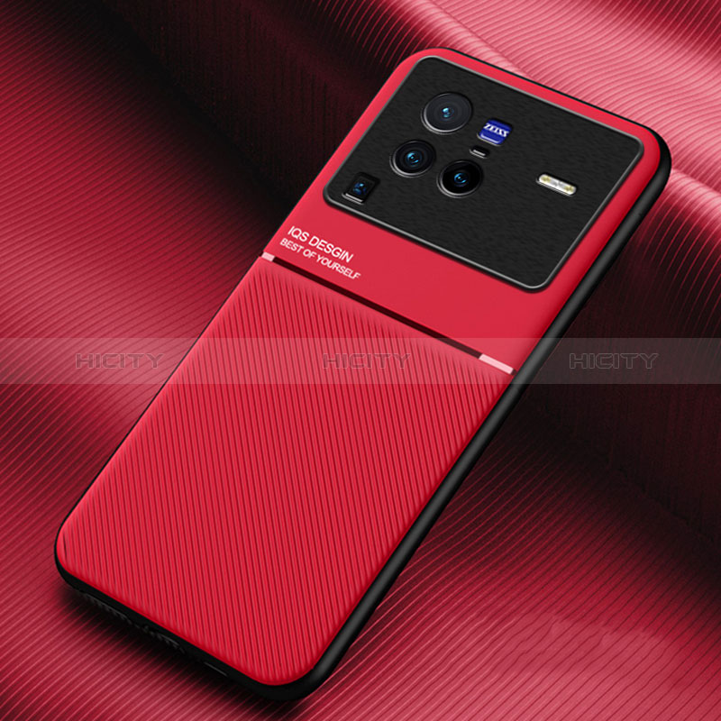 Funda Silicona Carcasa Ultrafina Goma con Magnetico para Vivo X80 Pro 5G Rojo