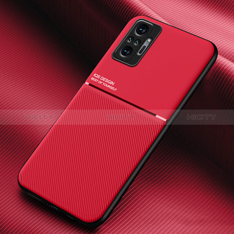 Funda Silicona Carcasa Ultrafina Goma con Magnetico para Xiaomi Redmi Note 10 Pro 4G Rojo