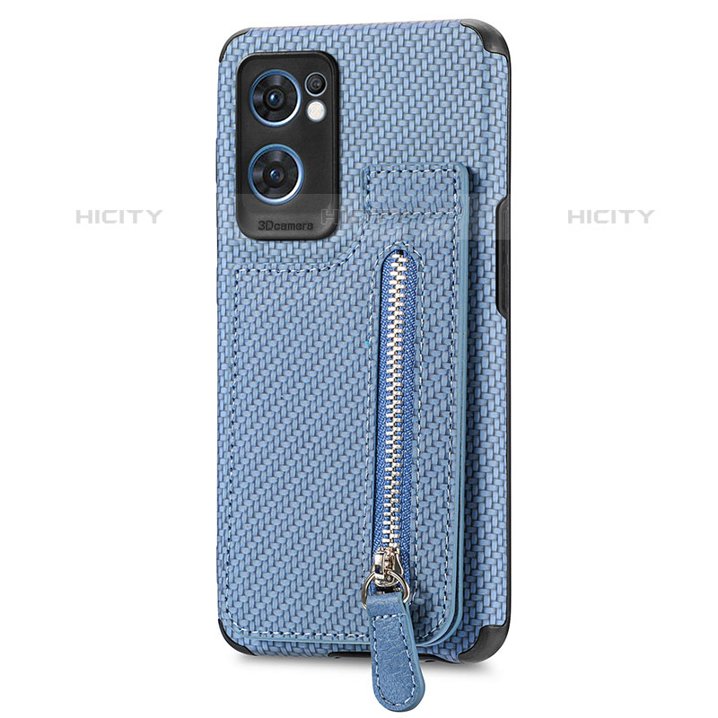 Funda Silicona Carcasa Ultrafina Goma con Magnetico S01D para Oppo Reno7 5G Azul