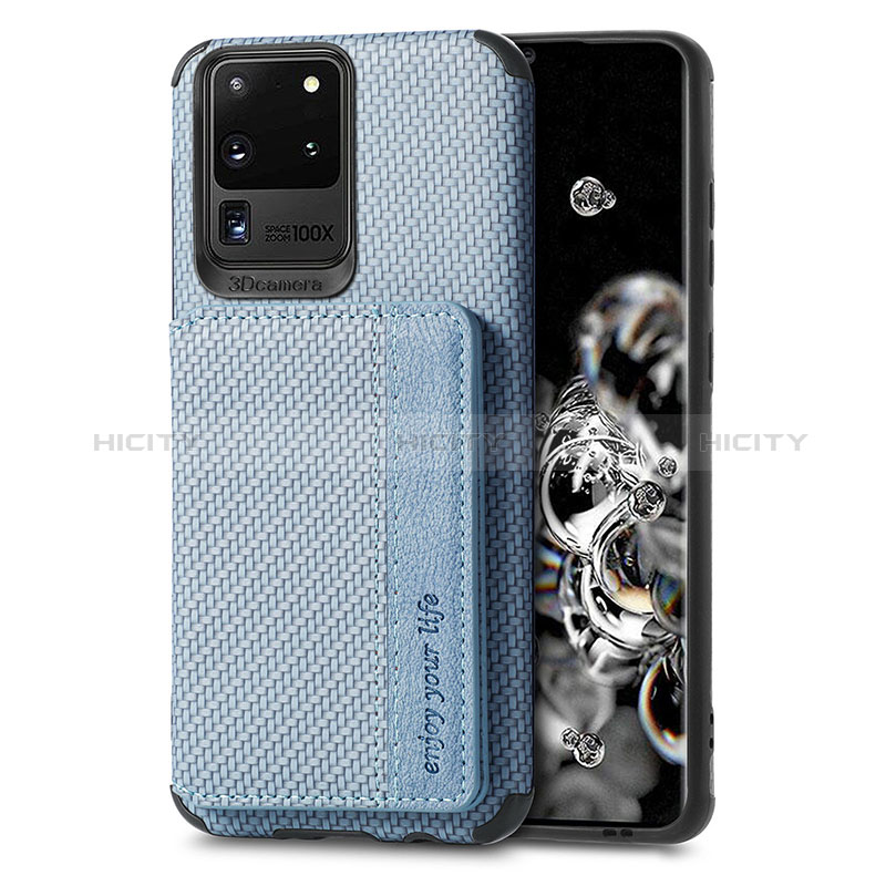 Funda Silicona Carcasa Ultrafina Goma con Magnetico S01D para Samsung Galaxy S20 Ultra 5G Azul
