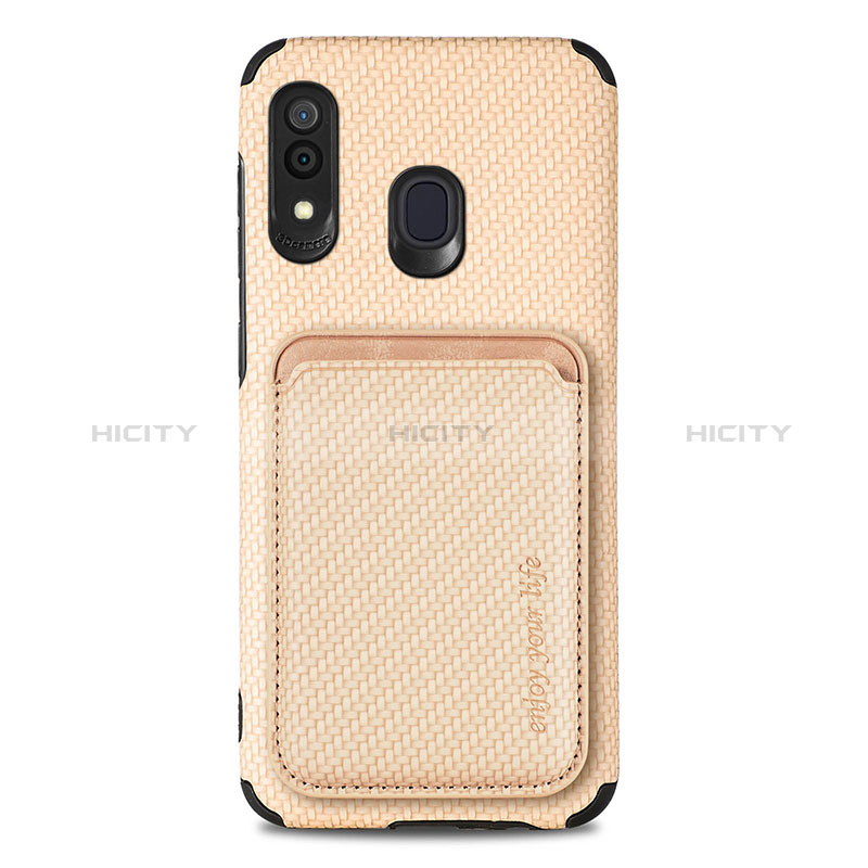 Funda Silicona Carcasa Ultrafina Goma con Magnetico S02D para Samsung Galaxy A20 Oro