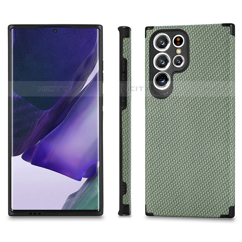 Funda Silicona Carcasa Ultrafina Goma con Magnetico S03D para Samsung Galaxy S22 Ultra 5G Verde