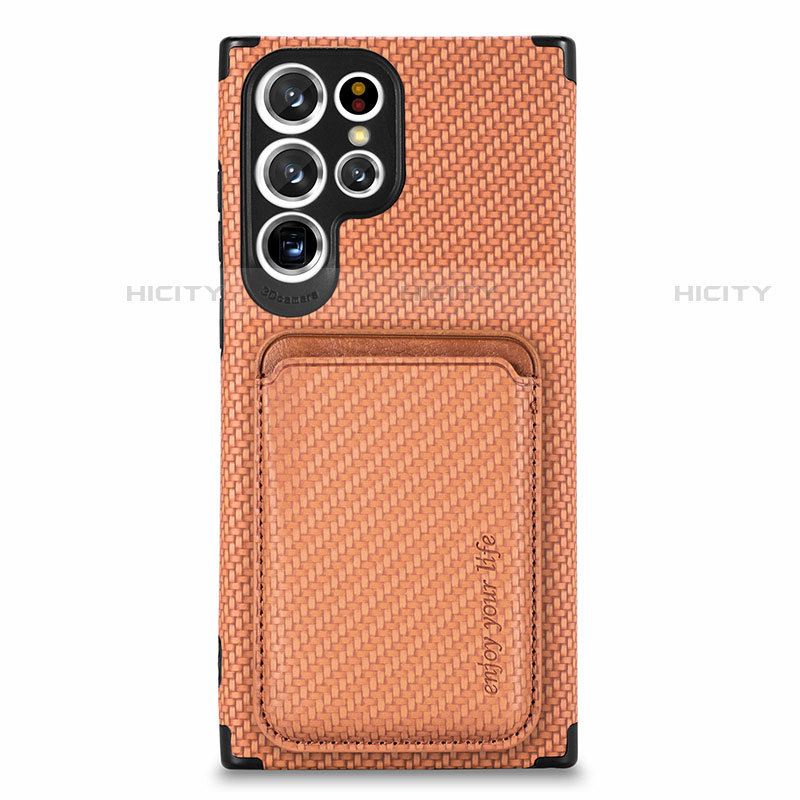 Funda Silicona Carcasa Ultrafina Goma con Magnetico S05D para Samsung Galaxy S21 Ultra 5G Naranja