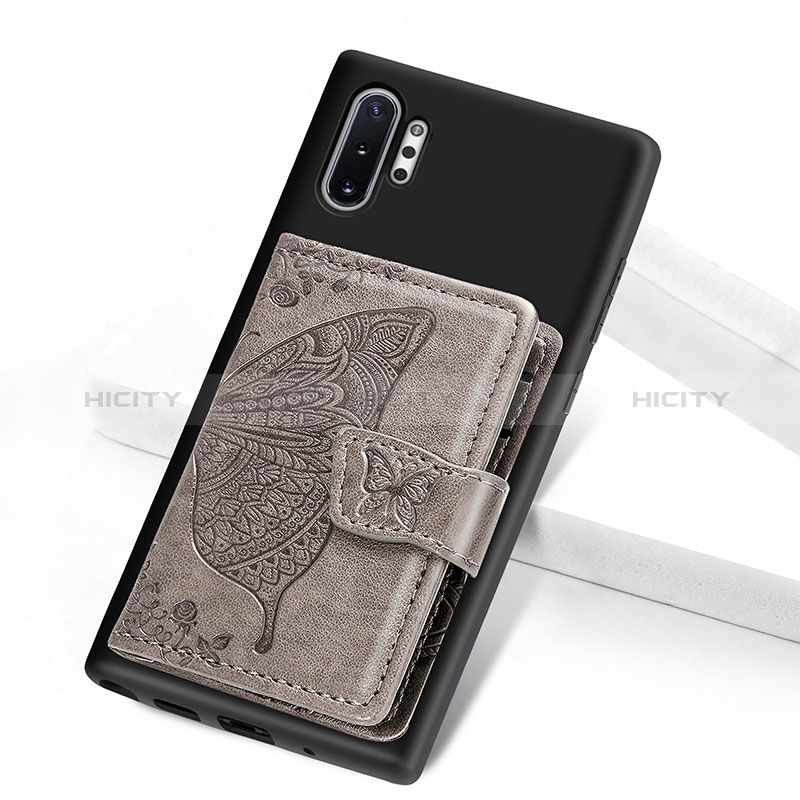 Funda Silicona Carcasa Ultrafina Goma con Magnetico S07D para Samsung Galaxy Note 10 Plus 5G Gris