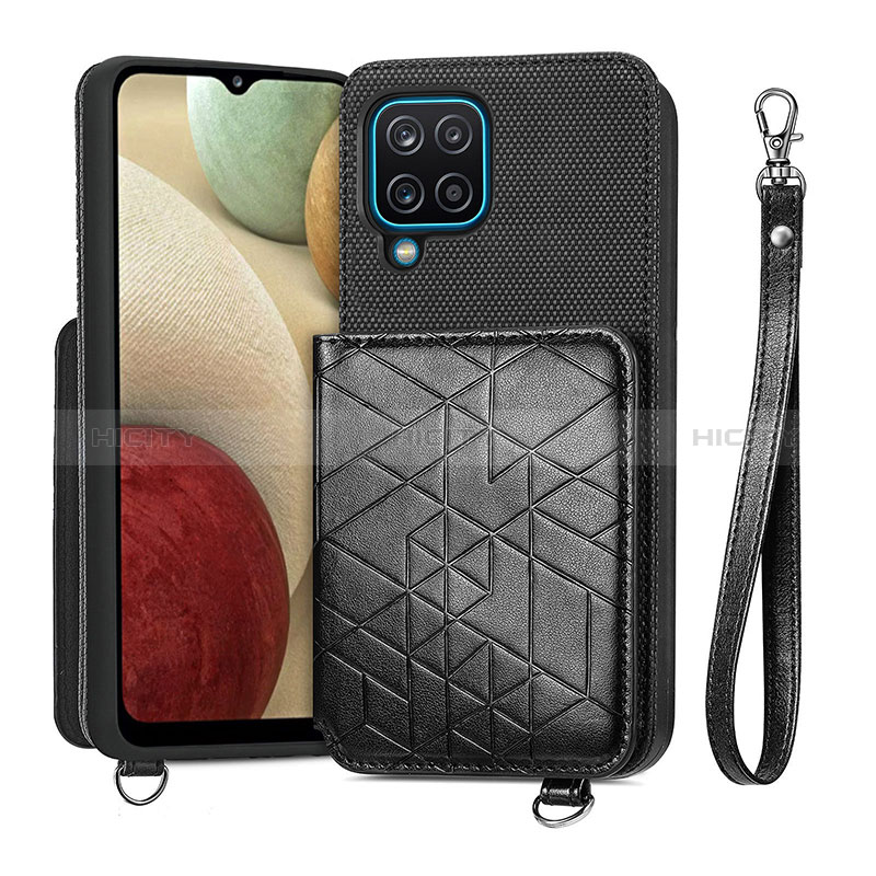 Funda Silicona Carcasa Ultrafina Goma con Magnetico S08D para Samsung Galaxy A12 Negro