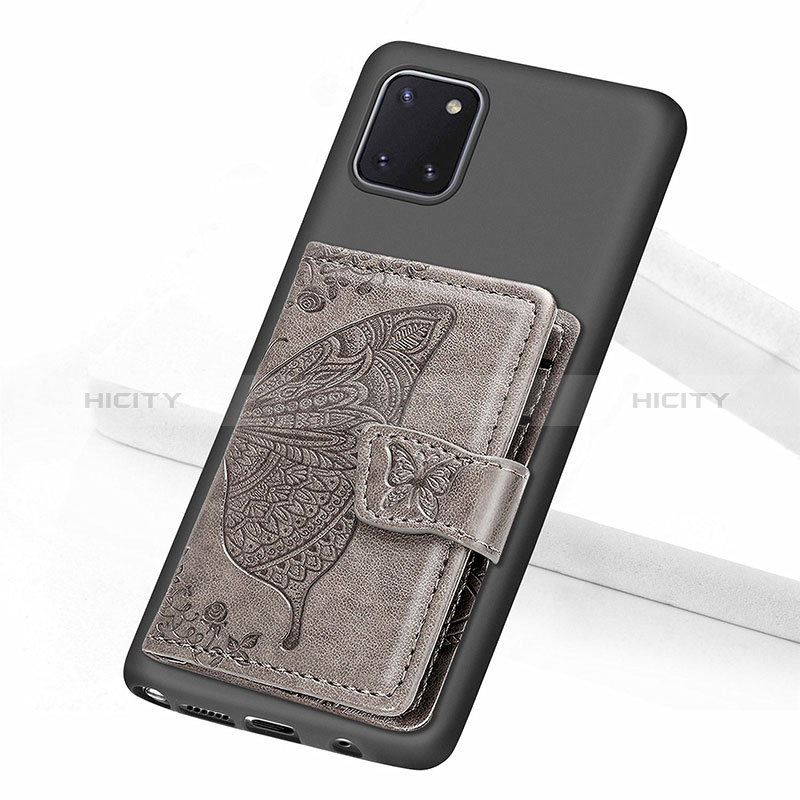 Funda Silicona Carcasa Ultrafina Goma con Magnetico S09D para Samsung Galaxy A81 Gris