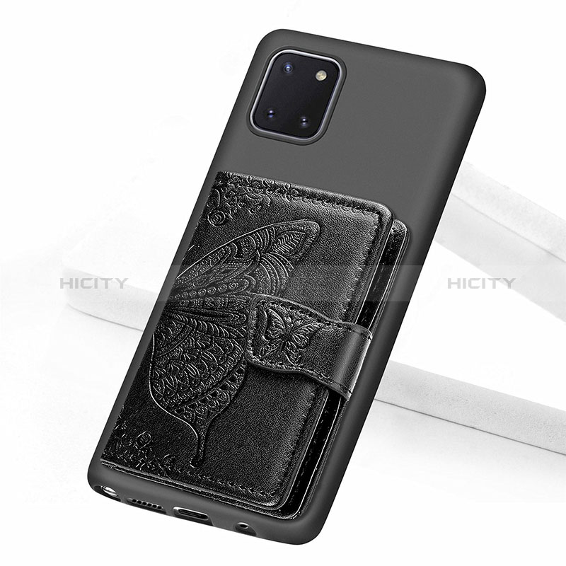 Funda Silicona Carcasa Ultrafina Goma con Magnetico S09D para Samsung Galaxy A81 Negro