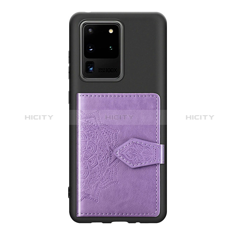 Funda Silicona Carcasa Ultrafina Goma con Magnetico S13D para Samsung Galaxy S20 Ultra 5G Oro Rosa