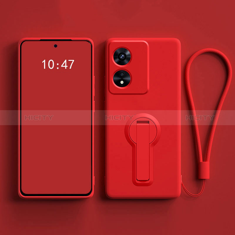 Funda Silicona Carcasa Ultrafina Goma con Soporte para Oppo A78 5G Rojo