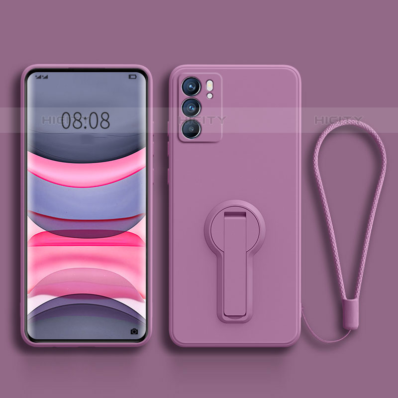 Funda Silicona Carcasa Ultrafina Goma con Soporte para Oppo Reno6 Pro 5G India