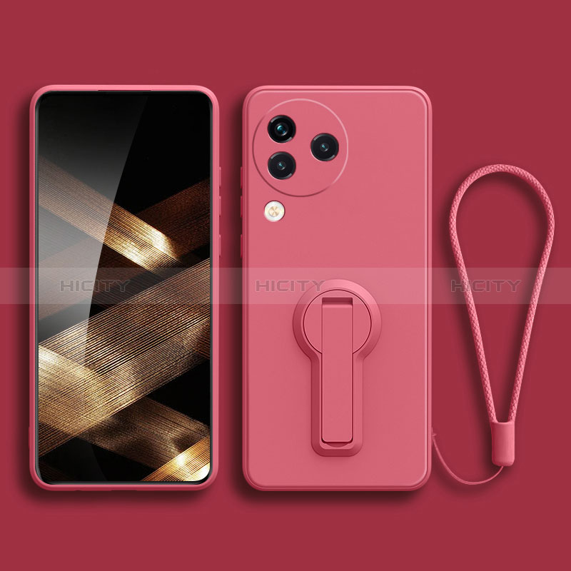 Funda Silicona Carcasa Ultrafina Goma con Soporte para Xiaomi Civi 3 5G Rosa Roja
