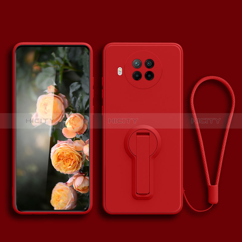 Funda Silicona Carcasa Ultrafina Goma con Soporte para Xiaomi Mi 10T Lite 5G Rojo