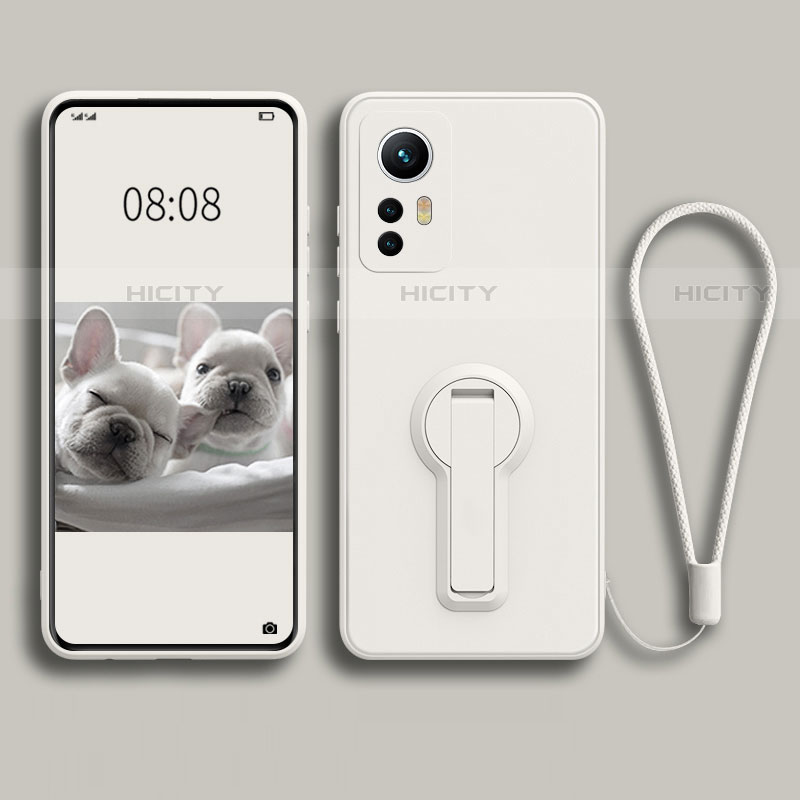 Funda Silicona Carcasa Ultrafina Goma con Soporte para Xiaomi Mi 12 5G Blanco