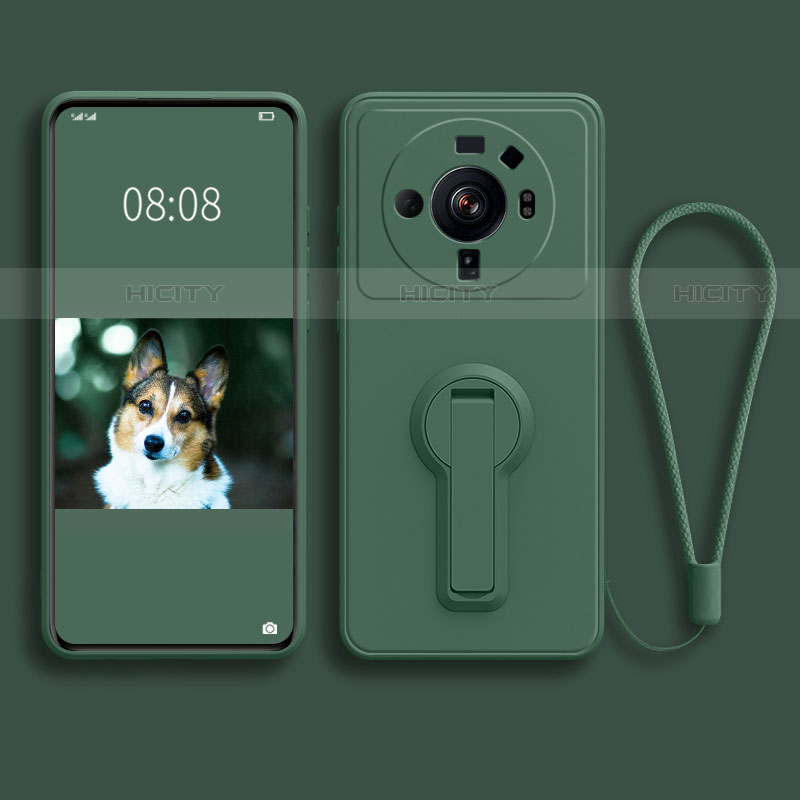 Funda Silicona Carcasa Ultrafina Goma con Soporte para Xiaomi Mi 12 Ultra 5G Verde