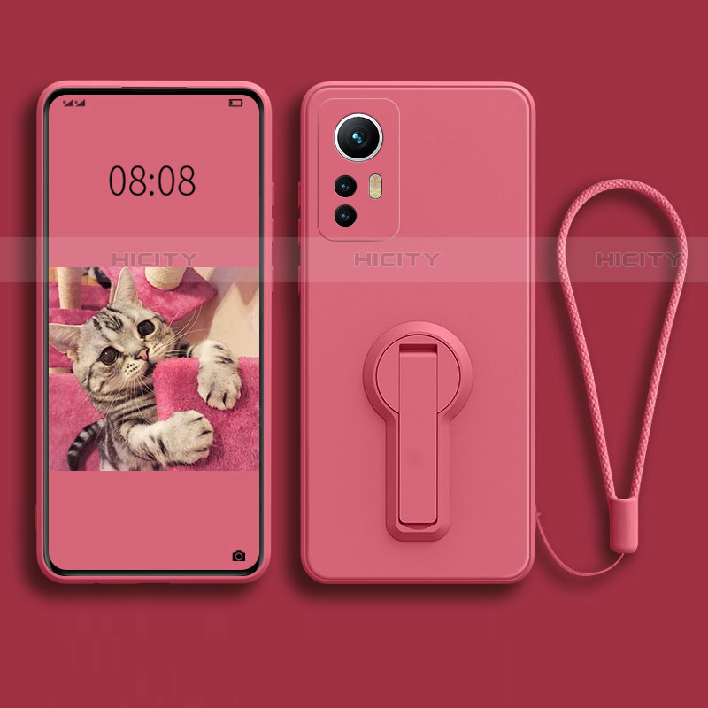 Funda Silicona Carcasa Ultrafina Goma con Soporte para Xiaomi Mi 12X 5G Oro Rosa