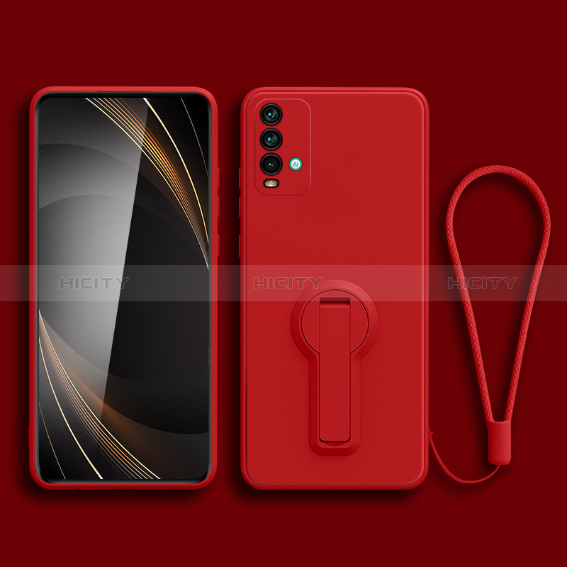 Funda Silicona Carcasa Ultrafina Goma con Soporte para Xiaomi Redmi 9T 4G Rojo