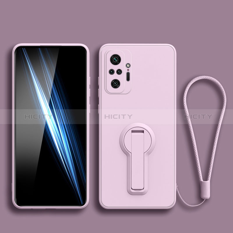 Funda Silicona Carcasa Ultrafina Goma con Soporte para Xiaomi Redmi Note 10S 4G Purpura Claro