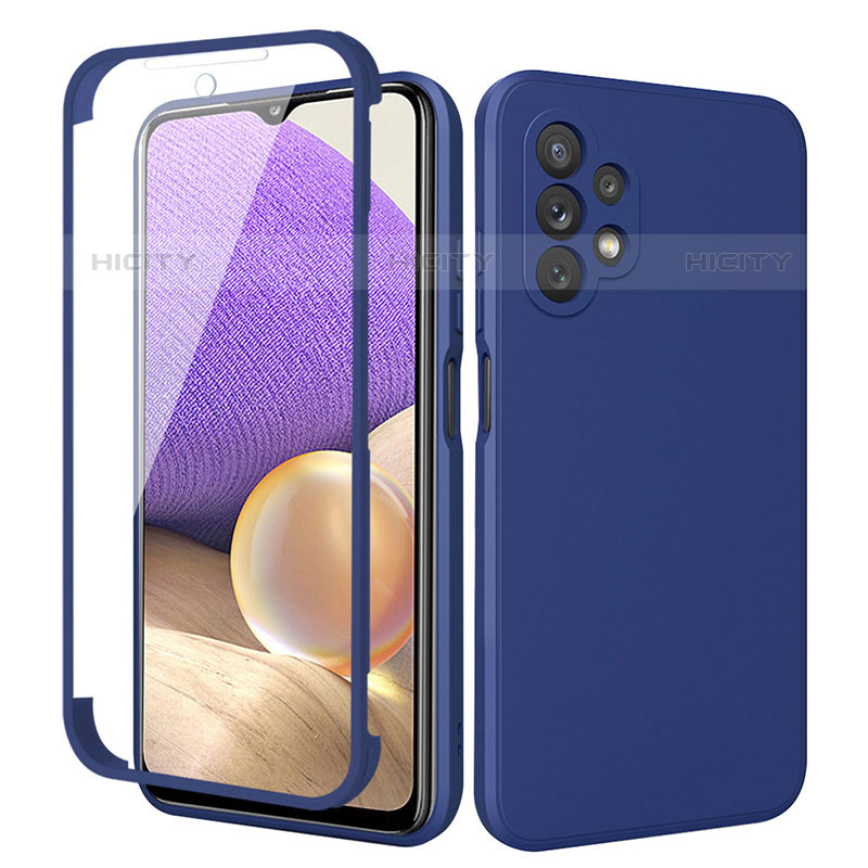 Funda Silicona Carcasa Ultrafina Goma Frontal y Trasera 360 Grados MJ1 para Samsung Galaxy M32 5G Azul