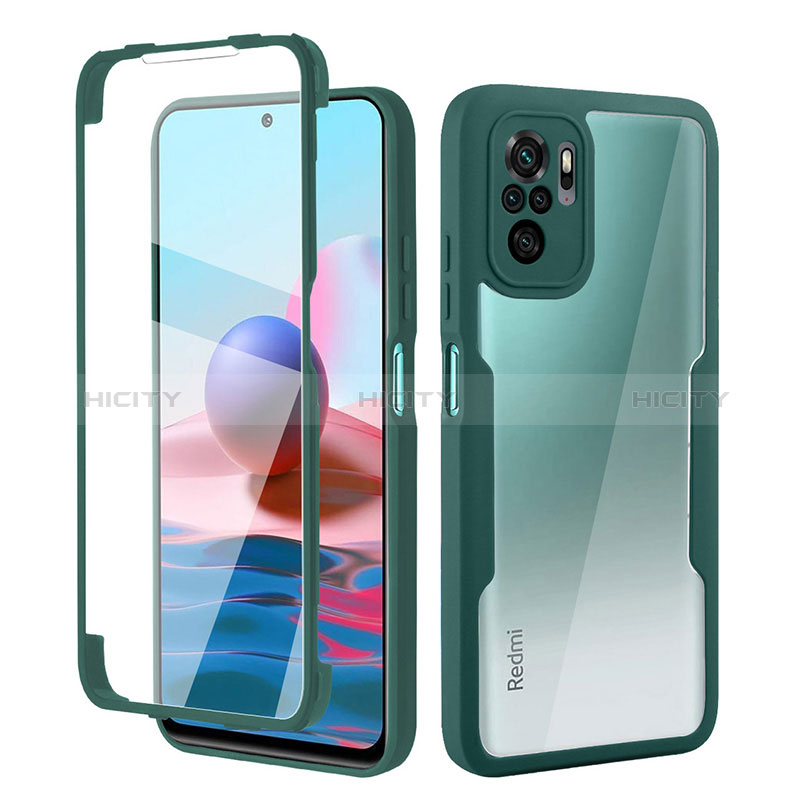 Funda Silicona Carcasa Ultrafina Goma Frontal y Trasera 360 Grados para Xiaomi Redmi Note 10 4G Verde