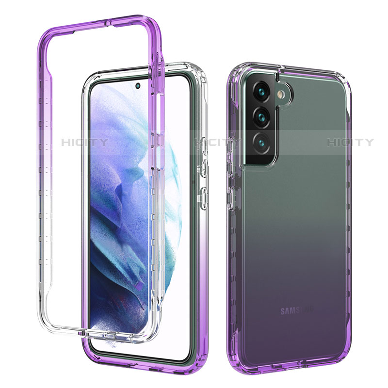 Funda Silicona Carcasa Ultrafina Transparente Goma Frontal y Trasera 360 Grados Gradiente M01 para Samsung Galaxy S21 FE 5G Morado