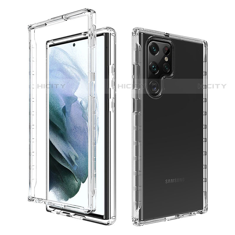 Funda Silicona Carcasa Ultrafina Transparente Goma Frontal y Trasera 360 Grados Gradiente M01 para Samsung Galaxy S21 Ultra 5G Claro