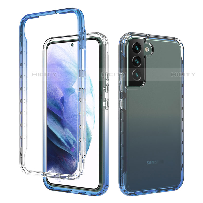 Funda Silicona Carcasa Ultrafina Transparente Goma Frontal y Trasera 360 Grados Gradiente M01 para Samsung Galaxy S22 5G Azul
