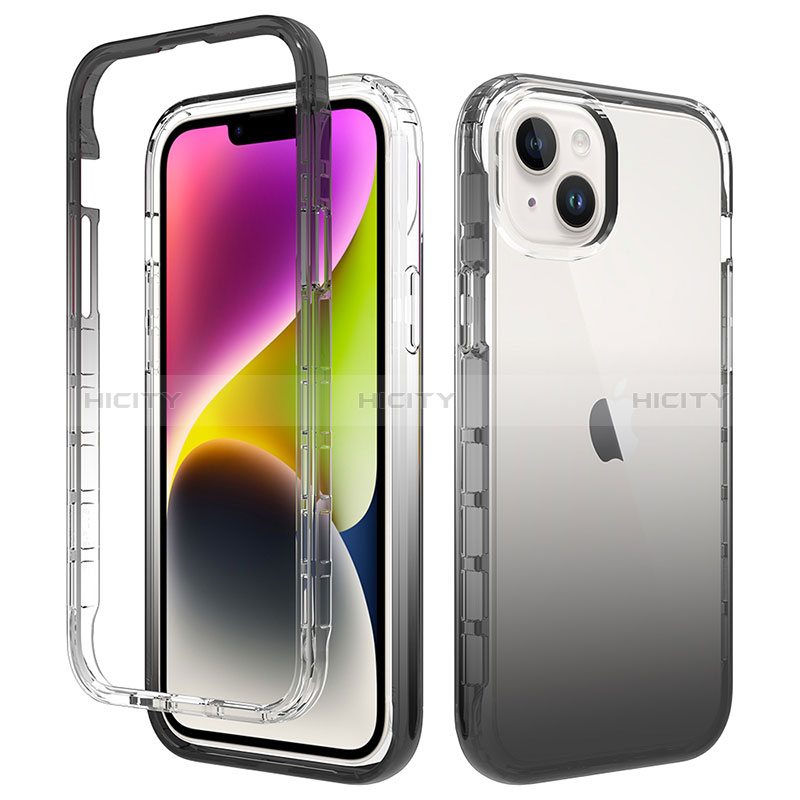 Funda Silicona Carcasa Ultrafina Transparente Goma Frontal y Trasera 360 Grados Gradiente para Apple iPhone 13 Gris Oscuro