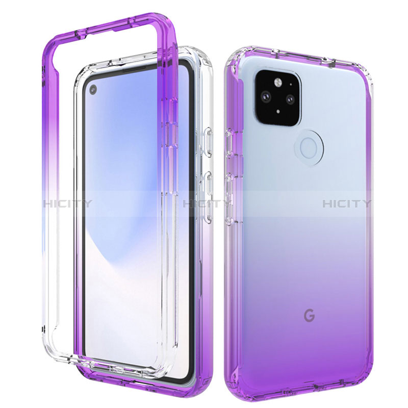 Funda Silicona Carcasa Ultrafina Transparente Goma Frontal y Trasera 360 Grados Gradiente para Google Pixel 4a 5G