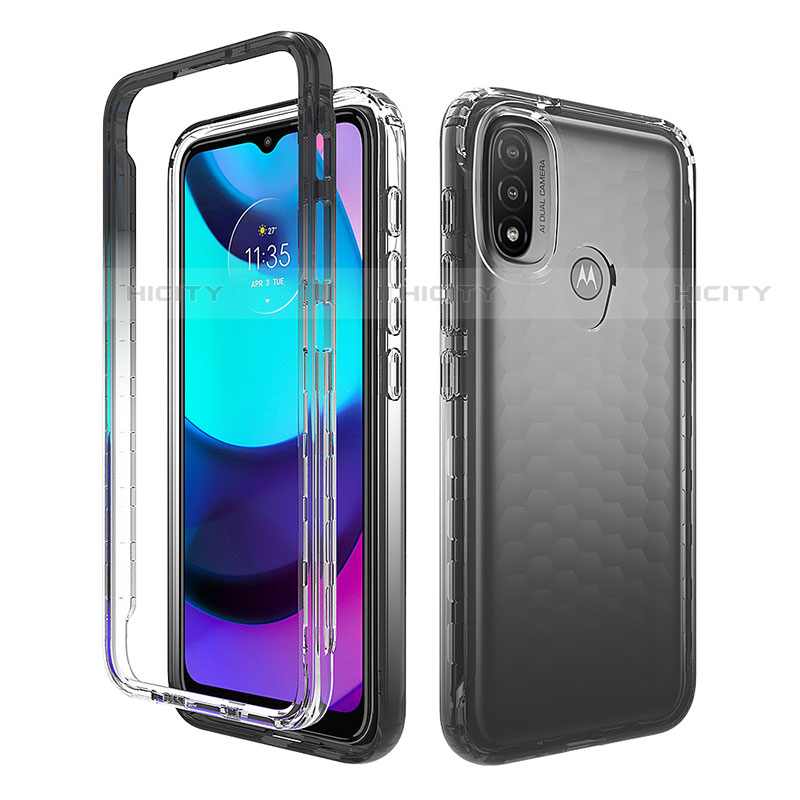 Funda Silicona Carcasa Ultrafina Transparente Goma Frontal y Trasera 360 Grados Gradiente para Motorola Moto E30 Negro