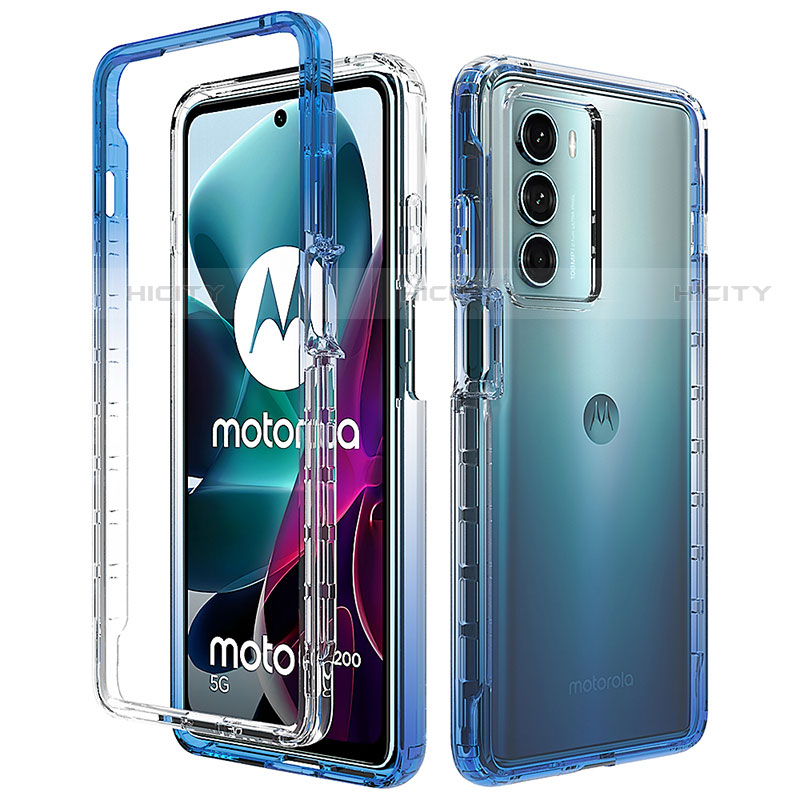 Funda Silicona Carcasa Ultrafina Transparente Goma Frontal y Trasera 360 Grados Gradiente para Motorola Moto Edge S30 5G Azul