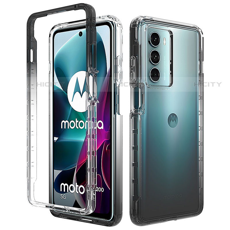 Funda Silicona Carcasa Ultrafina Transparente Goma Frontal y Trasera 360 Grados Gradiente para Motorola Moto Edge S30 5G Negro