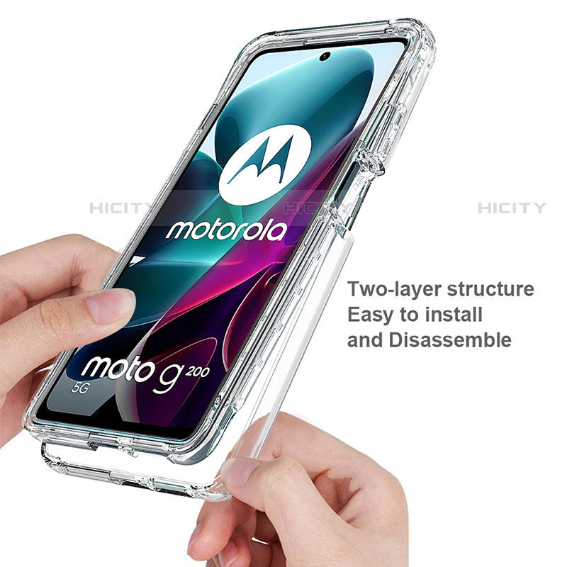 Funda Silicona Carcasa Ultrafina Transparente Goma Frontal y Trasera 360 Grados Gradiente para Motorola Moto G200 5G