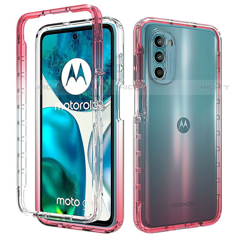 Funda Silicona Carcasa Ultrafina Transparente Goma Frontal y Trasera 360 Grados Gradiente para Motorola MOTO G52 Rojo