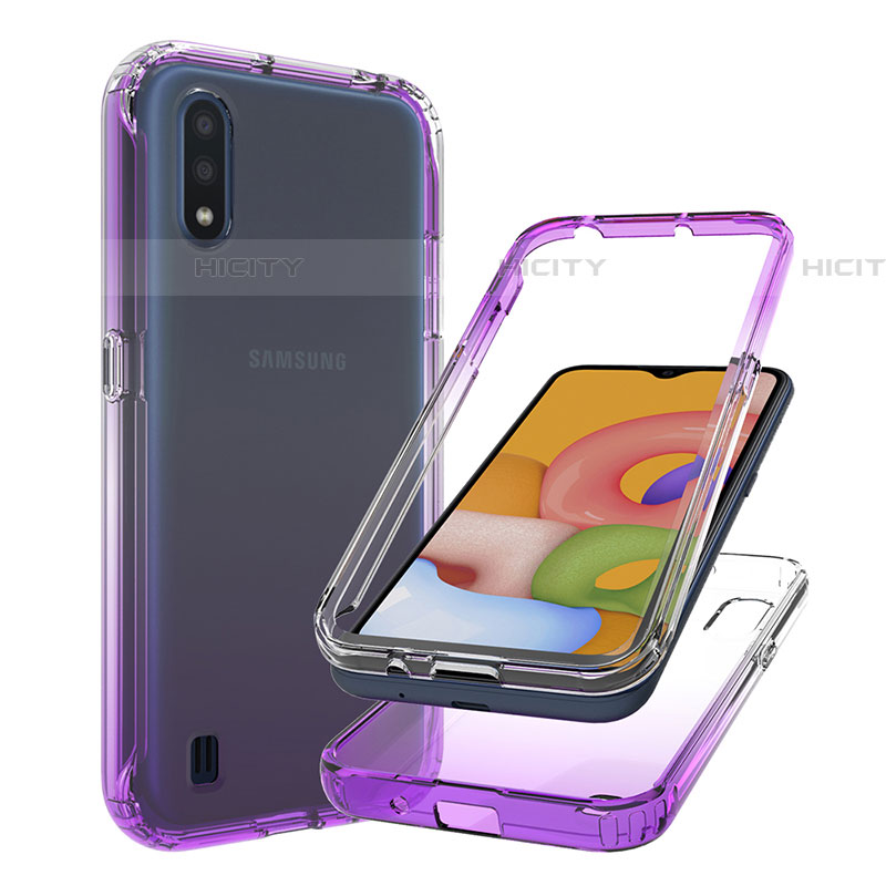 Funda Silicona Carcasa Ultrafina Transparente Goma Frontal y Trasera 360 Grados Gradiente para Samsung Galaxy A01 SM-A015