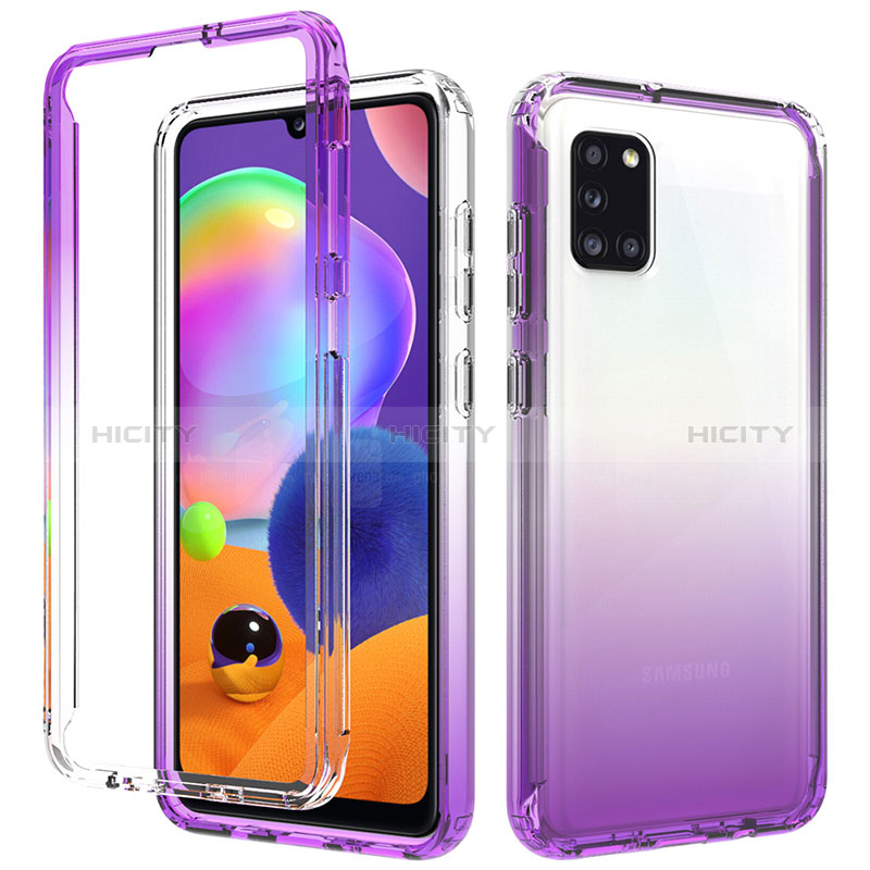 Funda Silicona Carcasa Ultrafina Transparente Goma Frontal y Trasera 360 Grados Gradiente para Samsung Galaxy A31 Morado