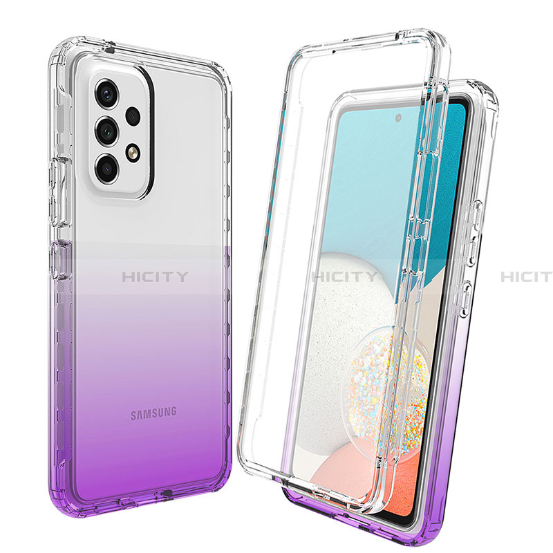 Funda Silicona Carcasa Ultrafina Transparente Goma Frontal y Trasera 360 Grados Gradiente para Samsung Galaxy A33 5G Morado