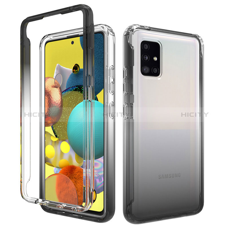 Funda Silicona Carcasa Ultrafina Transparente Goma Frontal y Trasera 360 Grados Gradiente para Samsung Galaxy A51 5G Gris Oscuro