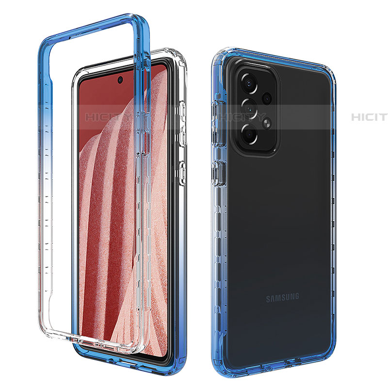 Funda Silicona Carcasa Ultrafina Transparente Goma Frontal y Trasera 360 Grados Gradiente para Samsung Galaxy A73 5G Azul