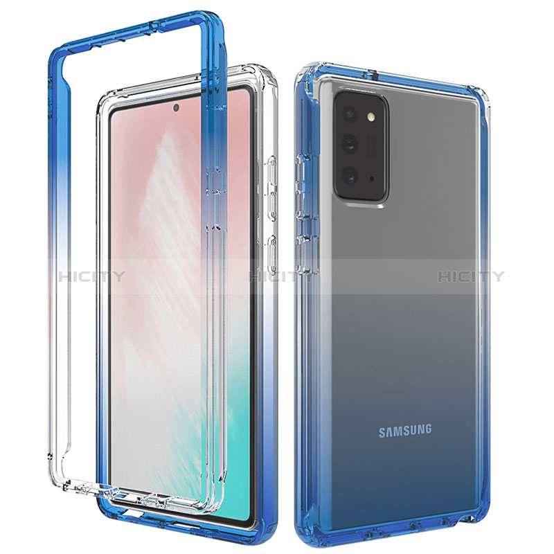 Funda Silicona Carcasa Ultrafina Transparente Goma Frontal y Trasera 360 Grados Gradiente para Samsung Galaxy Note 20 5G Azul